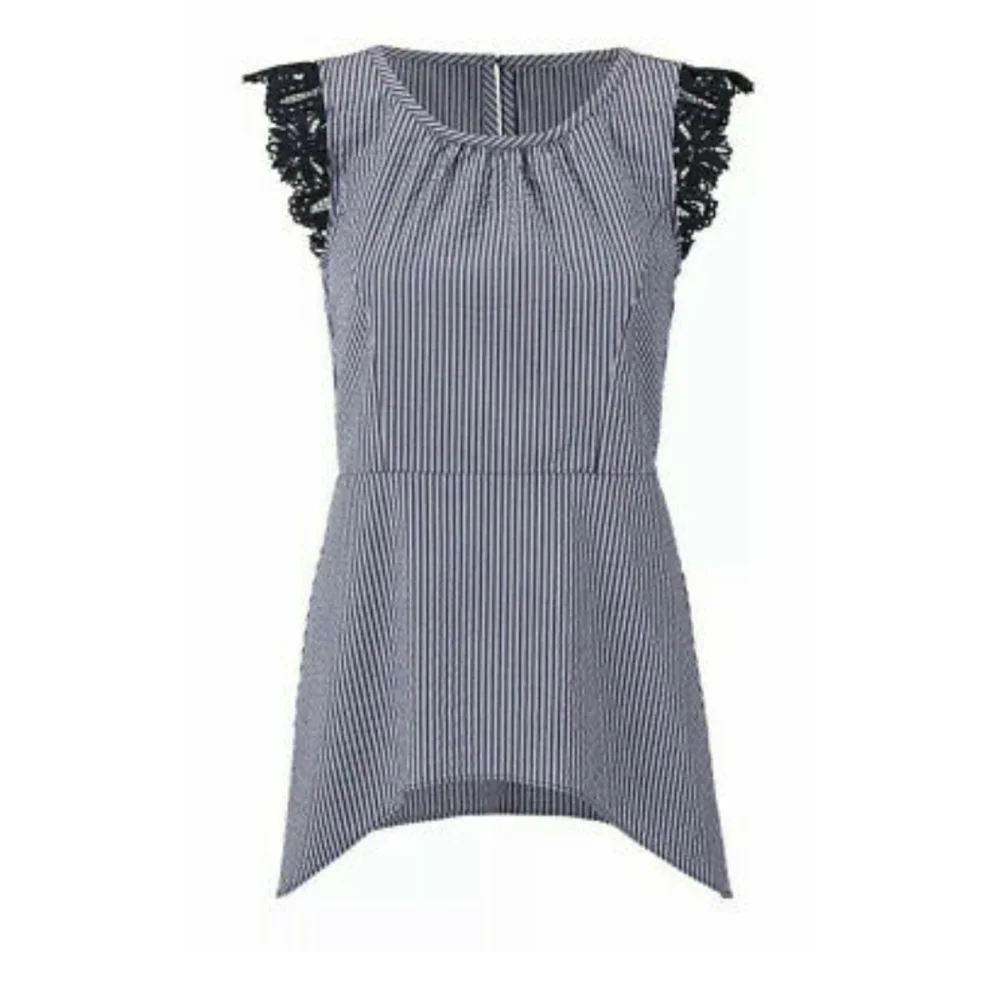Cabi Lace Flutter Peplum Top